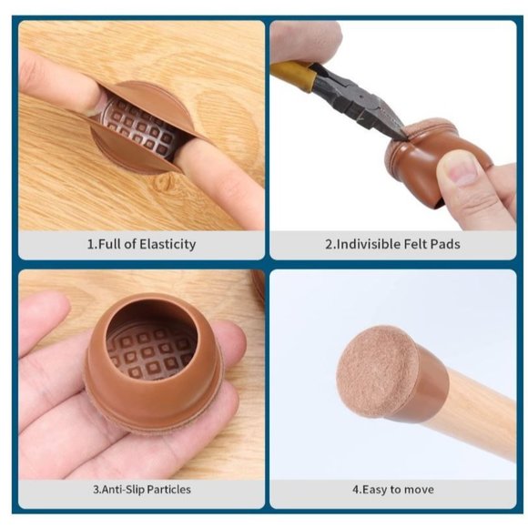 Chair Leg Protectors for Hardwood Floors, 24 Pcs Round Felt Furniture Pads, Soft - Picture 5 of 5